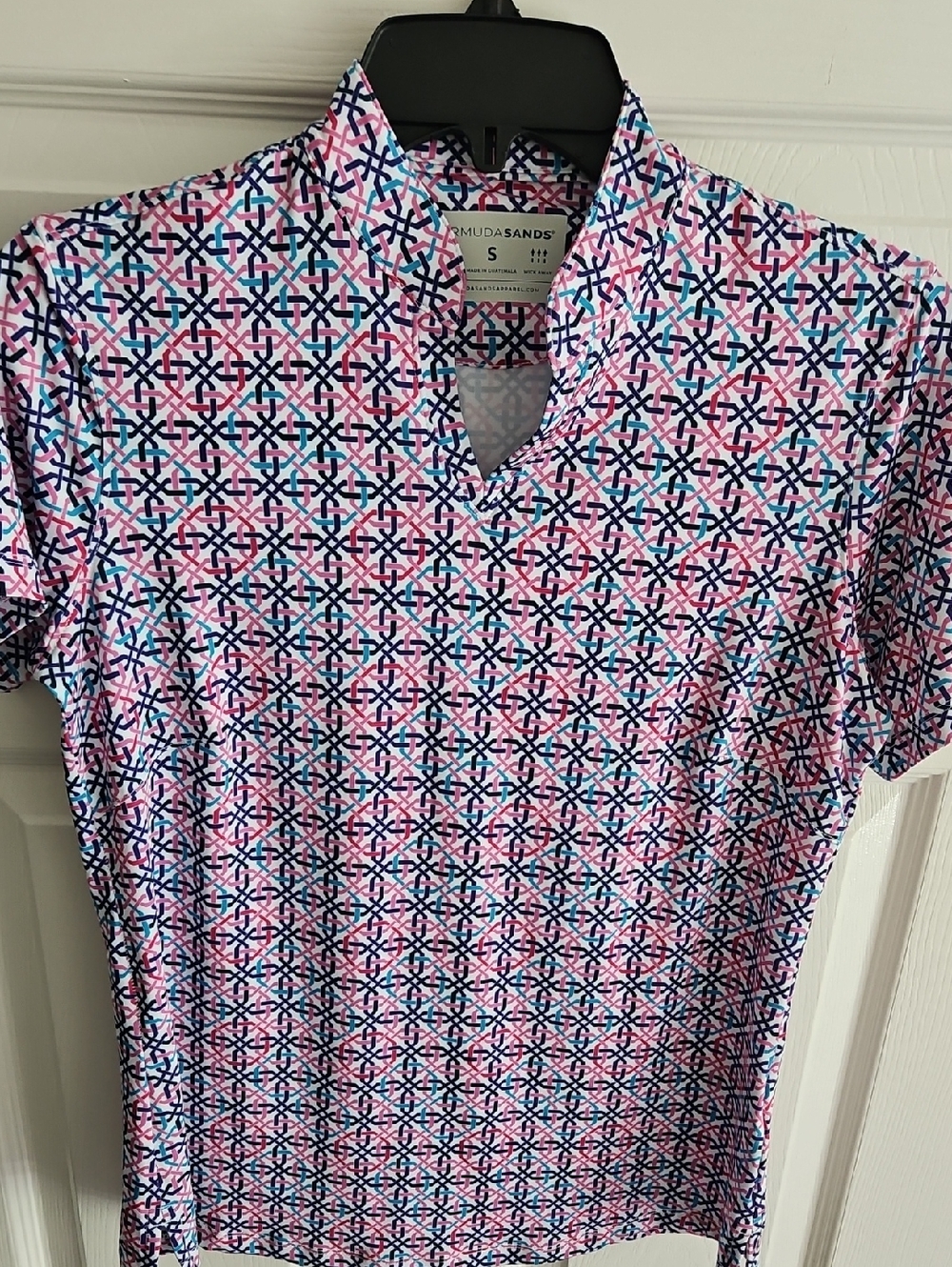 Bermuda Sands Short Sleeve UPF 50+ Cheryl Golf Top: Violet Print: Size- Small - Picture 3 of 15